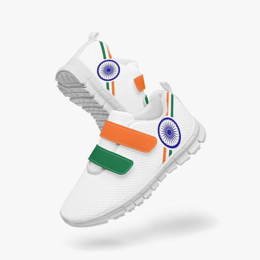 India Pride Kid's Lightweight Velcro Mesh Sneaker - White