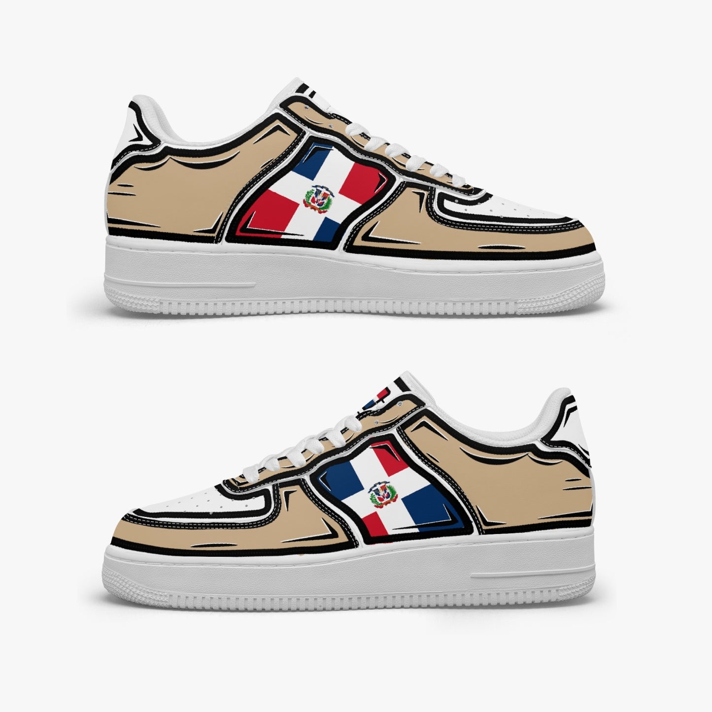 Dominican Cartoon Force 1 Low Tops (Tan) - Men's & Women's