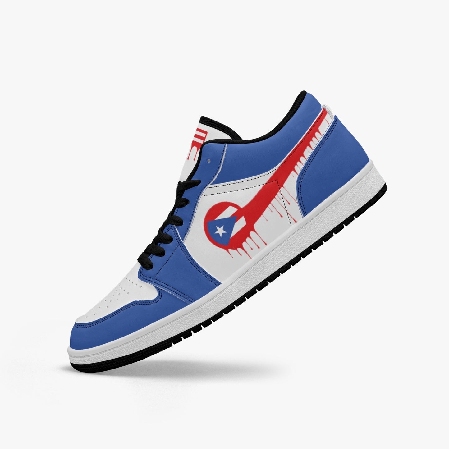 Air Puerto Rico Red Drip / Blue & White Low Tops (Black Sole) - Men's & Women's