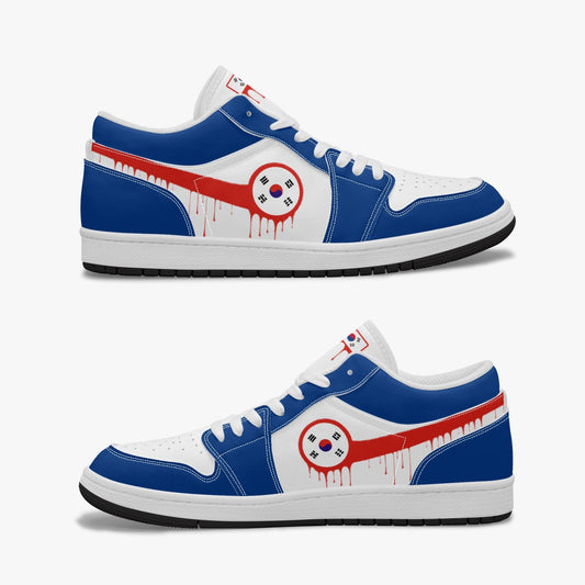 Air Korea Red Drip / Blue & White Low Tops (Black Sole) - Men's & Women's