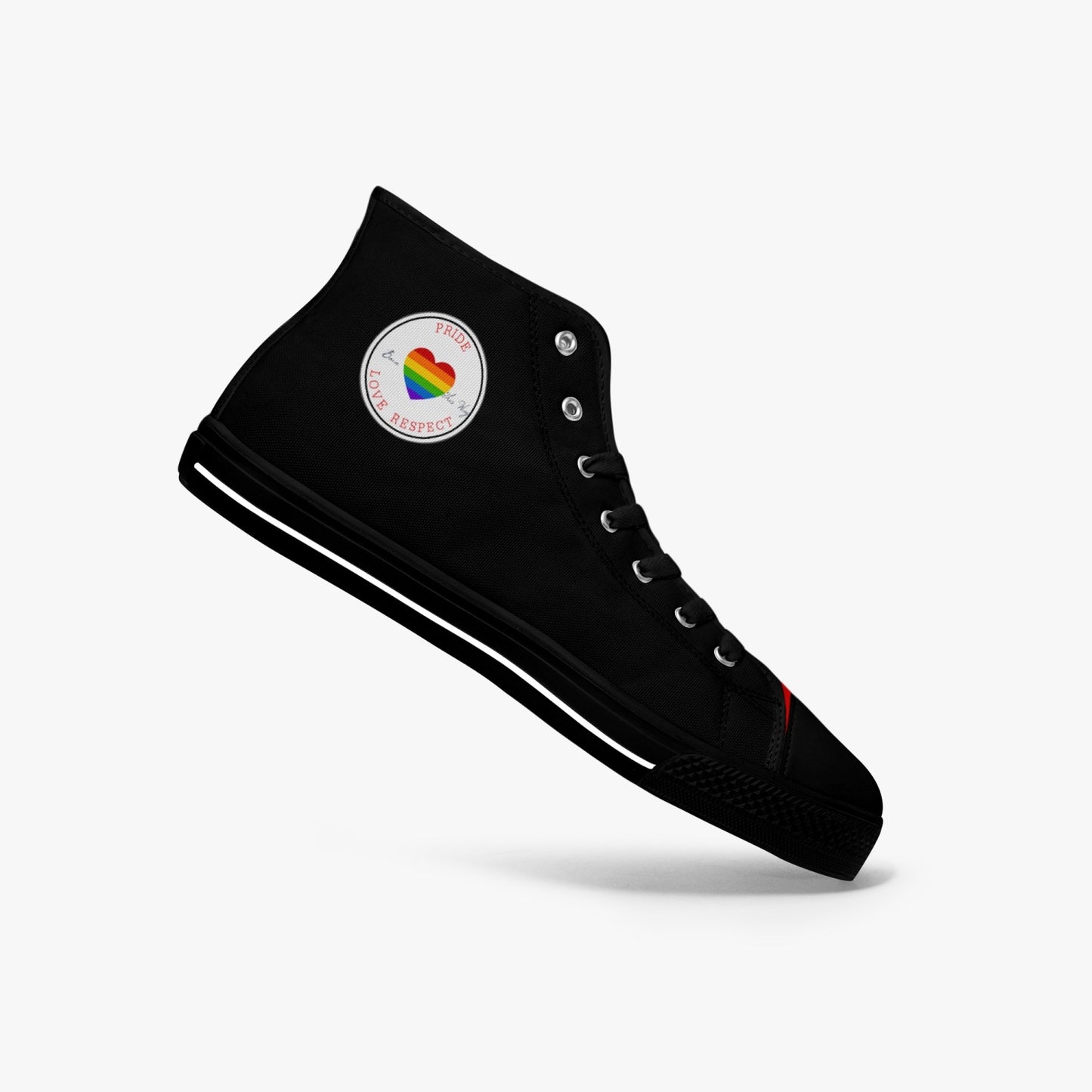 Rainbow Pride Classic Canvas High Tops (Black) - Men's & Women's