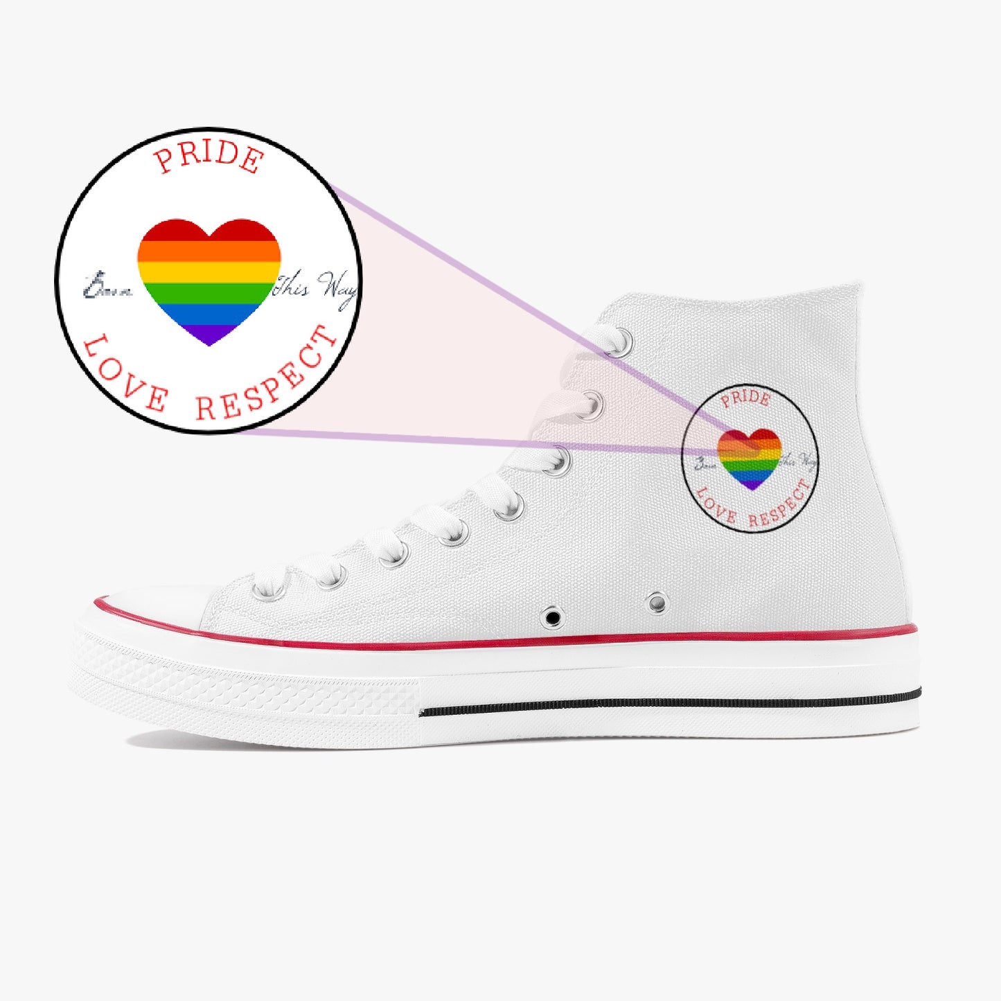 Rainbow Pride Classic Canvas High Tops (White) - Men's & Women's
