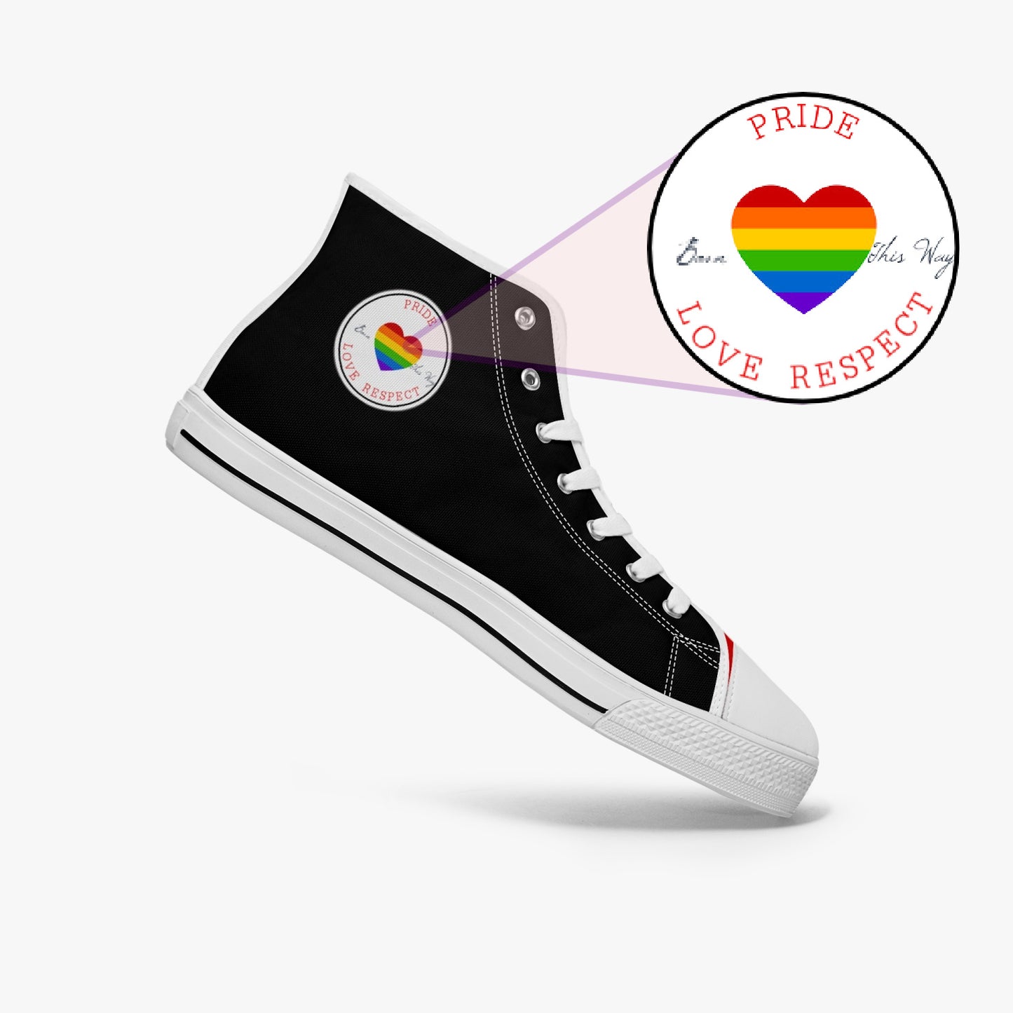 Rainbow Pride Classic Canvas High Tops (Black) - Men's & Women's