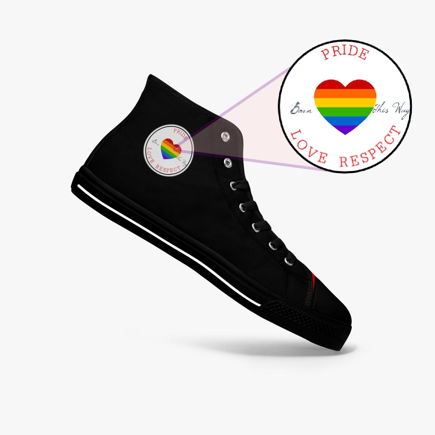 Rainbow Pride Classic Canvas High Tops (Black) - Men's & Women's