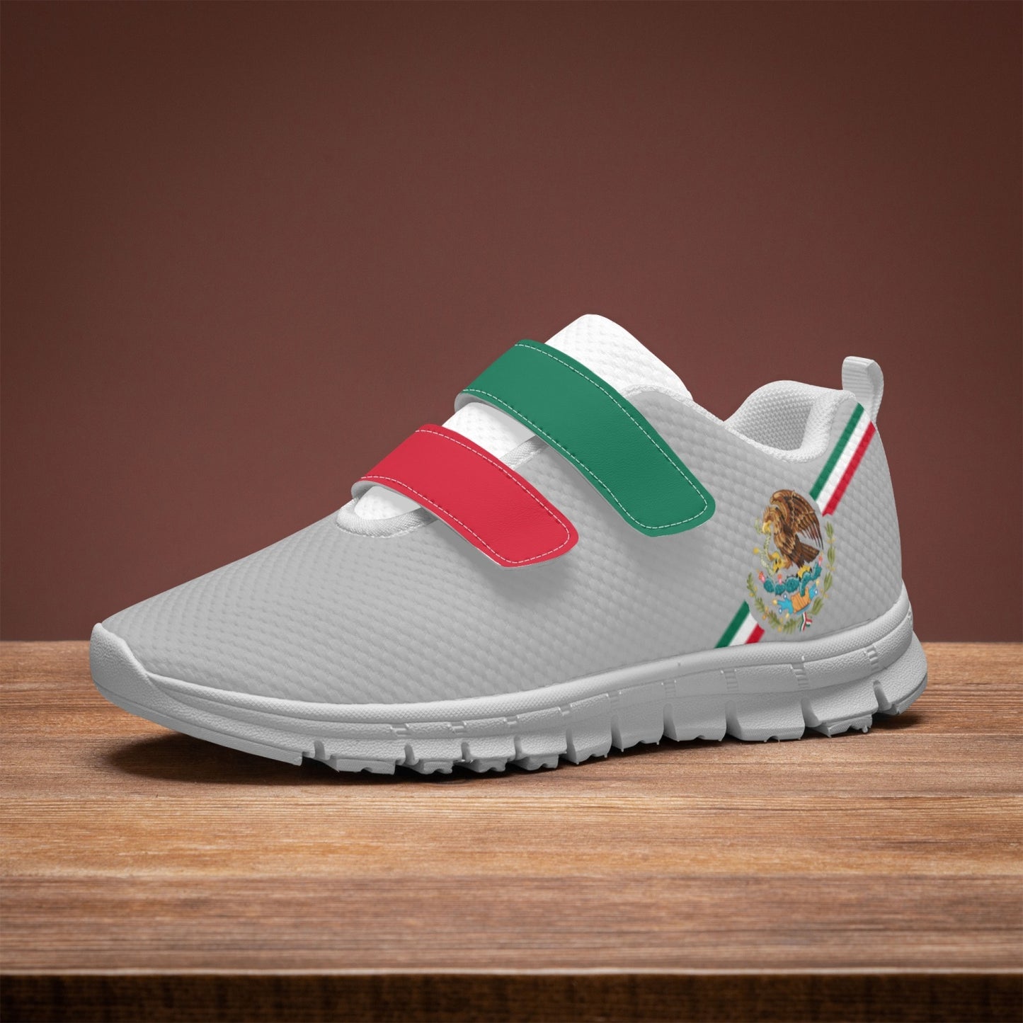 Mexico Pride Kid's Lightweight Velcro Mesh Sneaker - Gray