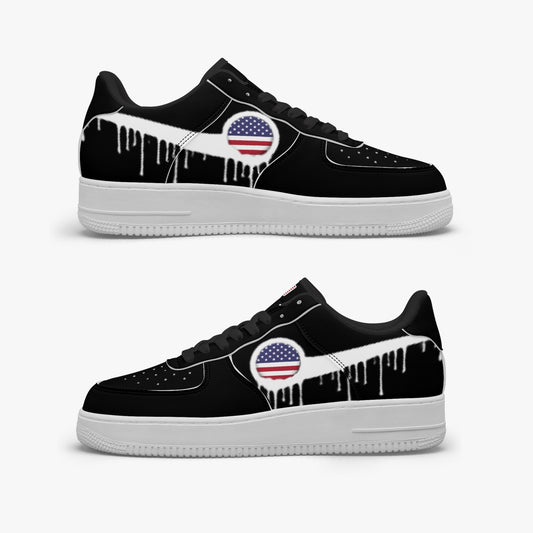 American Blurred White Drip R-Force 1 Low Tops (Black) - Men's & Women's