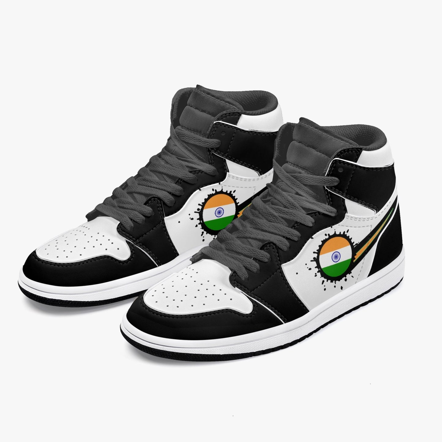 Air India Splattered Icon Black/White High Tops (Black Sole) - Men's & Women's