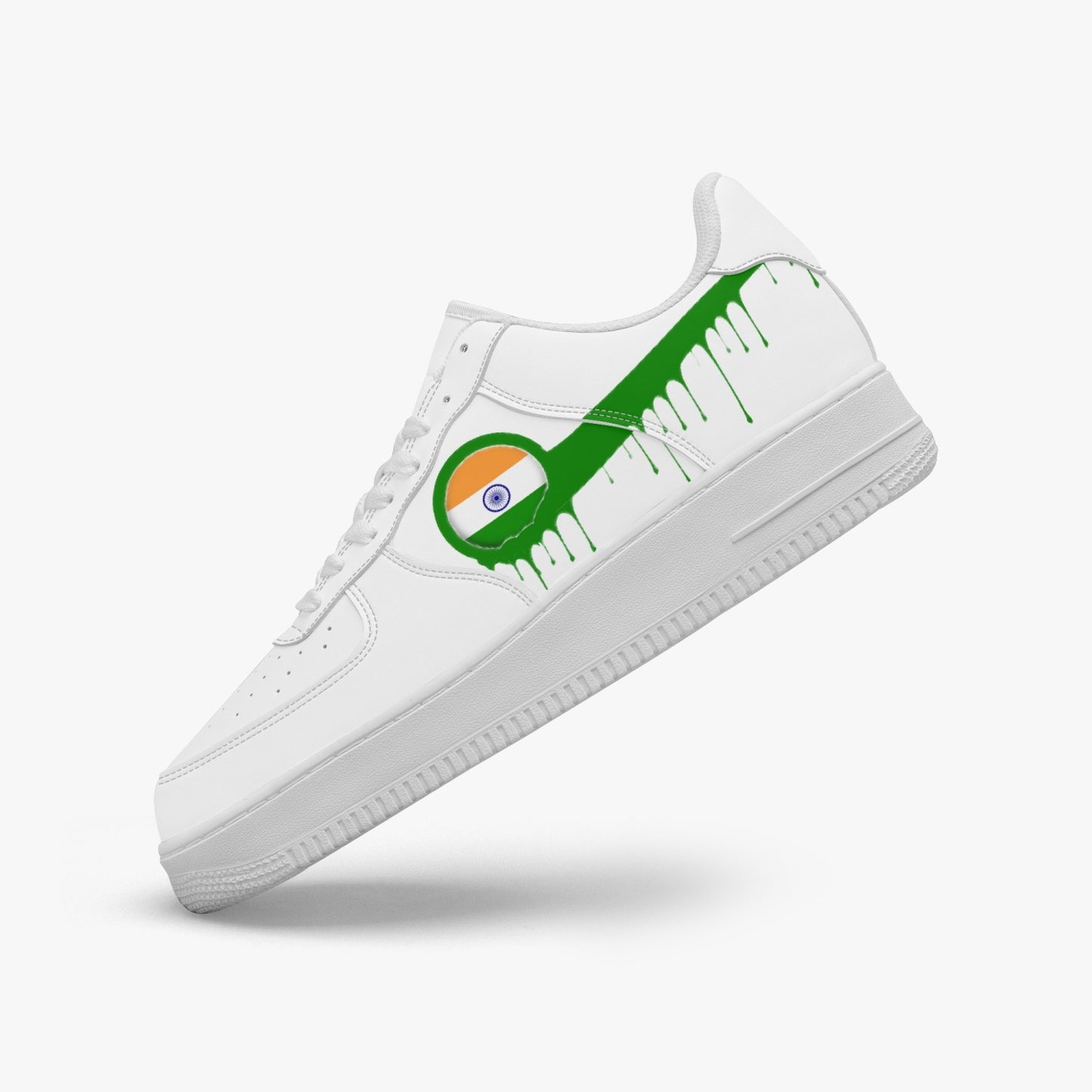 India Green Drip R-Force 1 Low Tops (White) - Men's & Women's