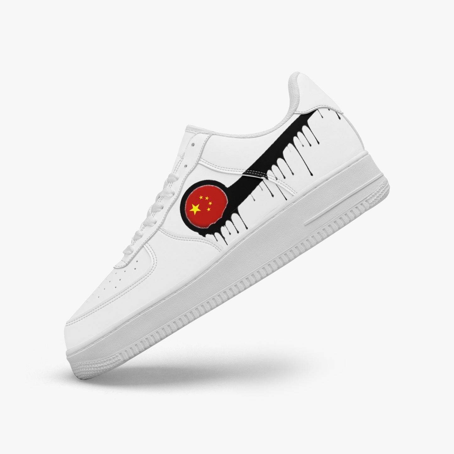 China Black Drip R-Force 1 Low Tops (White) - Men's & Women's
