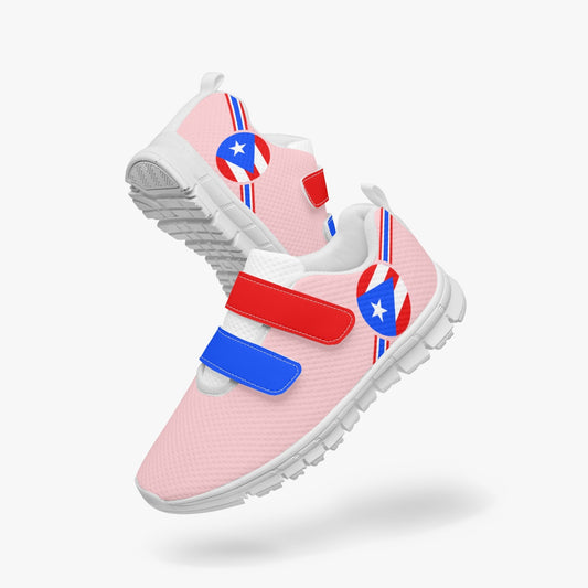 Puerto Rico Pride Kid's Lightweight Velcro Mesh Sneaker - Pink