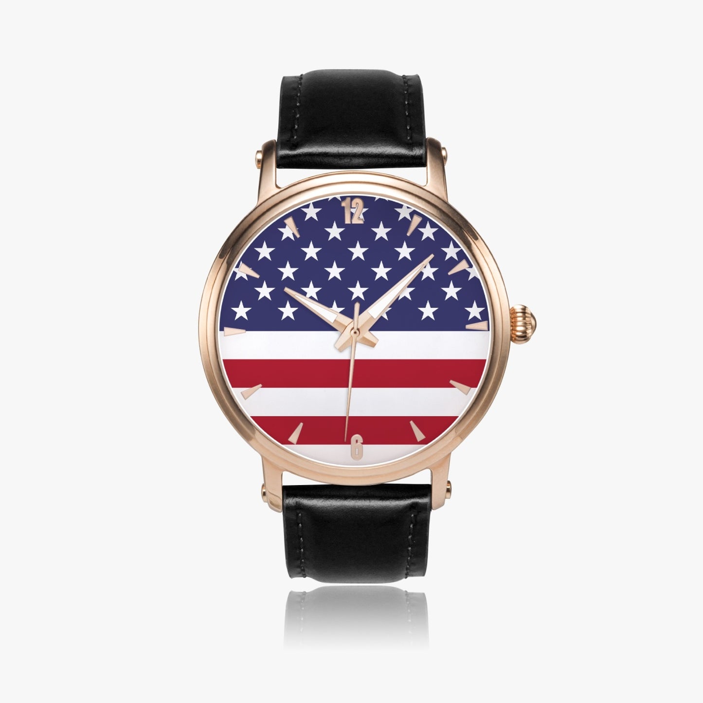 American Pride Premium Leather Men's Watch - Silver / Rose Gold / Black