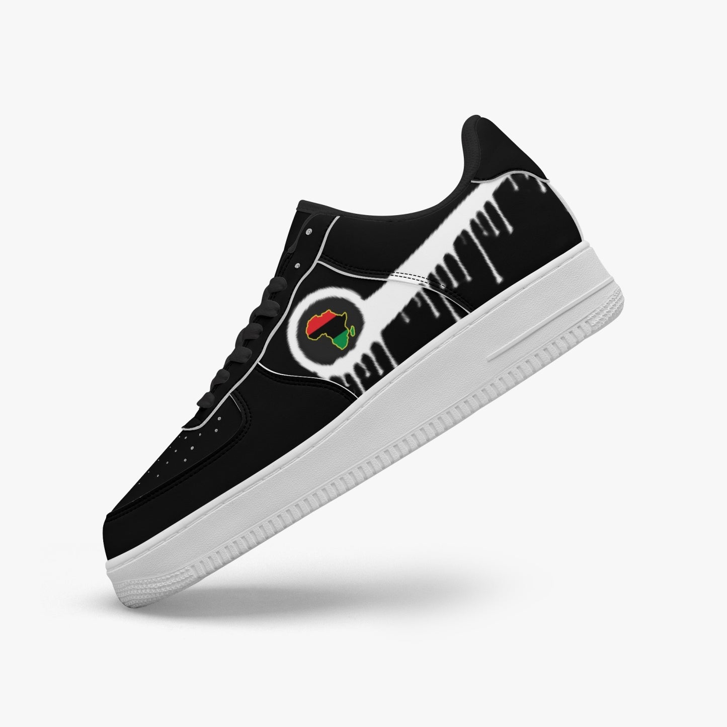 Africa Blurred White Drip R-Force 1 Low Tops (Black) - Men's & Women's