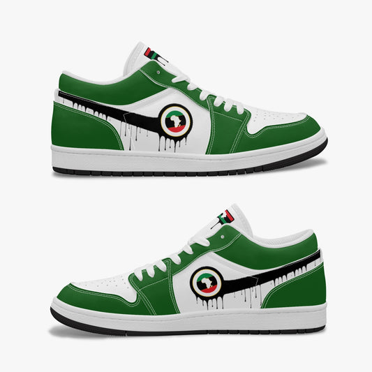 Air Africa Black Drip / Green & White Low Tops (Black Sole) - Men's & Women's