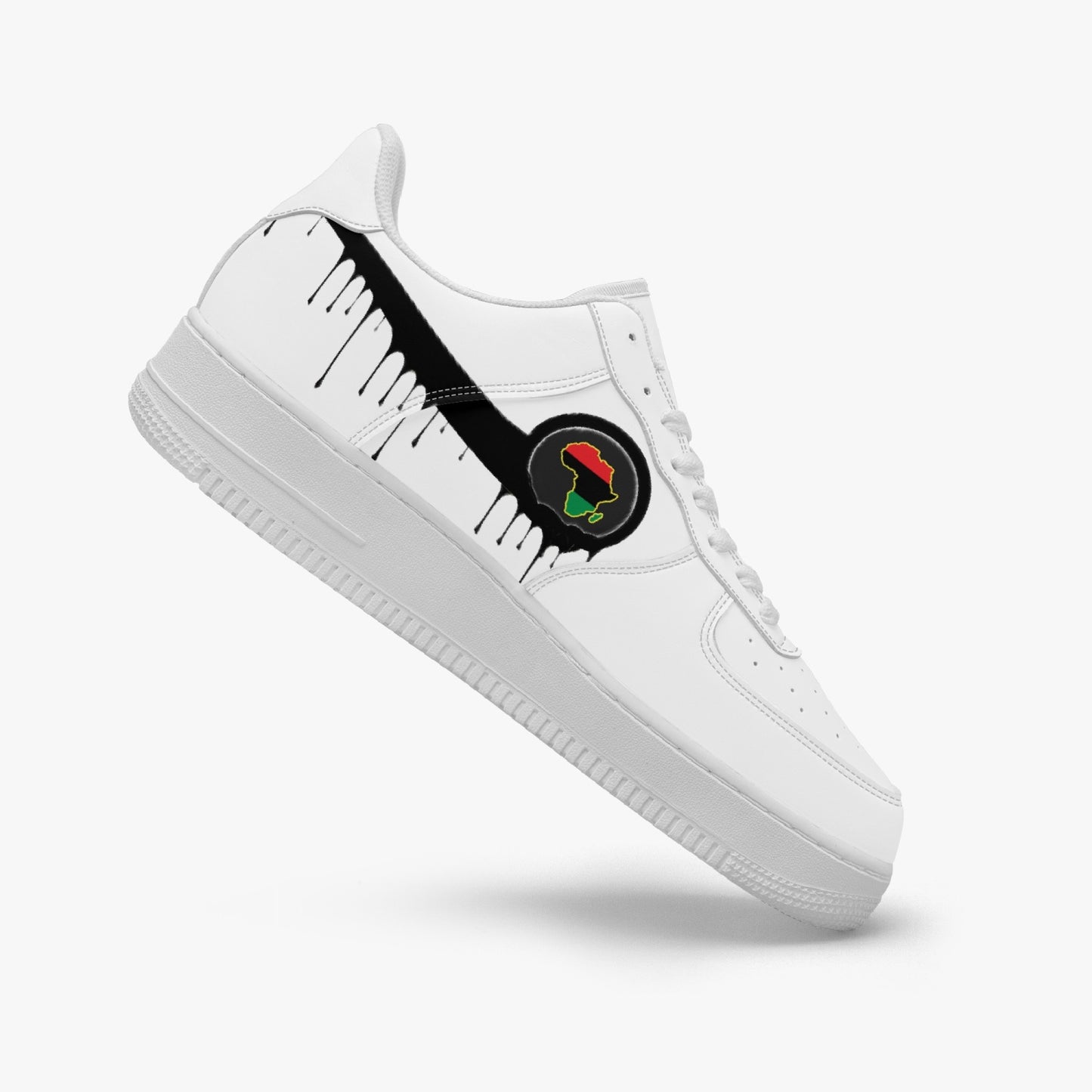 Africa Black Drip R-Force 1 Low Tops (White) - Men's & Women's