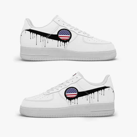 American Black Drip R-Force 1 Low Tops (White) - Men's & Women's