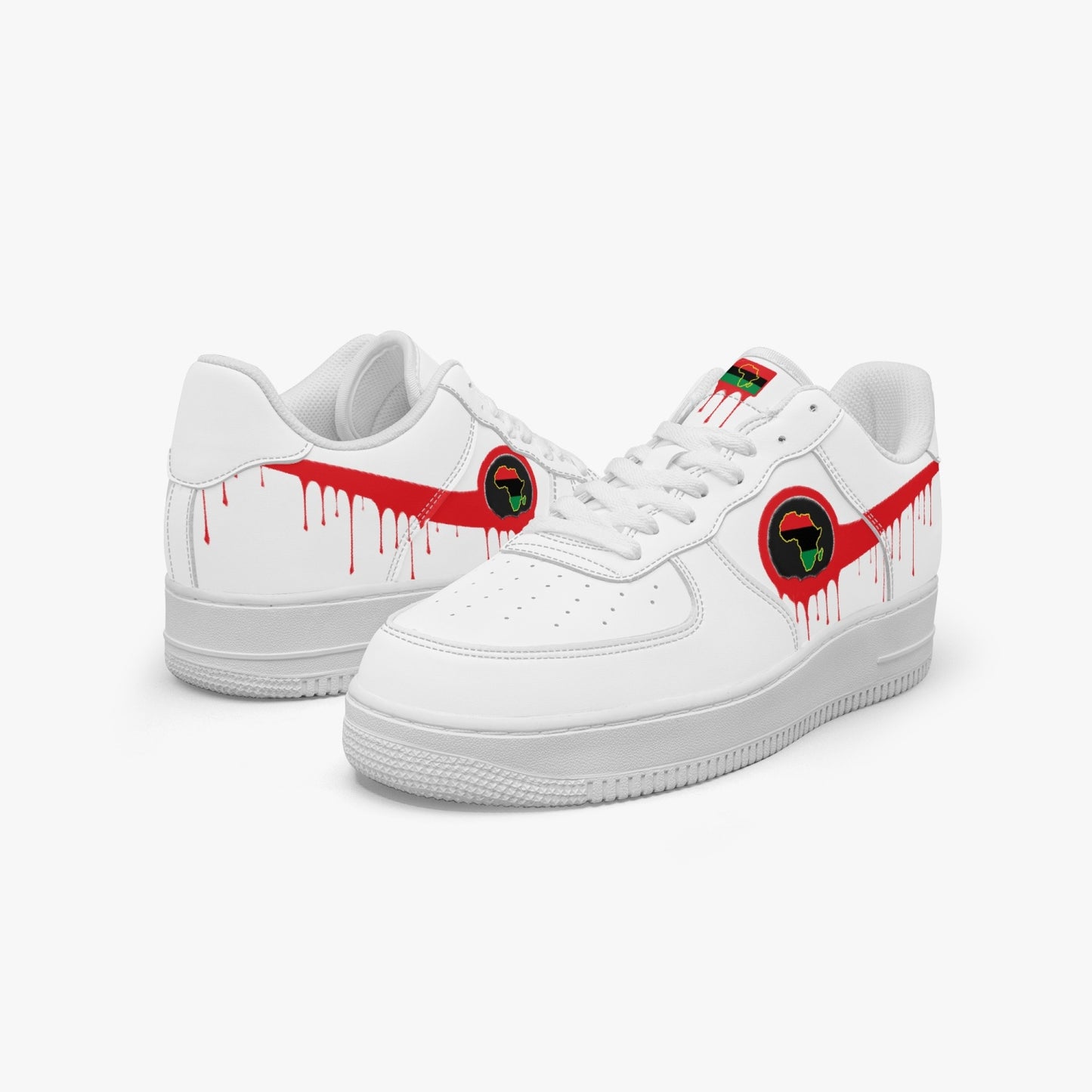 Africa Red Drip R-Force 1 Low Tops (White) - Men's & Women's