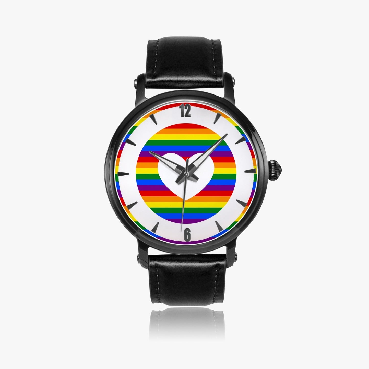Rainbow Pride Premium Leather Men's Watch - Silver / Rose Gold / Black