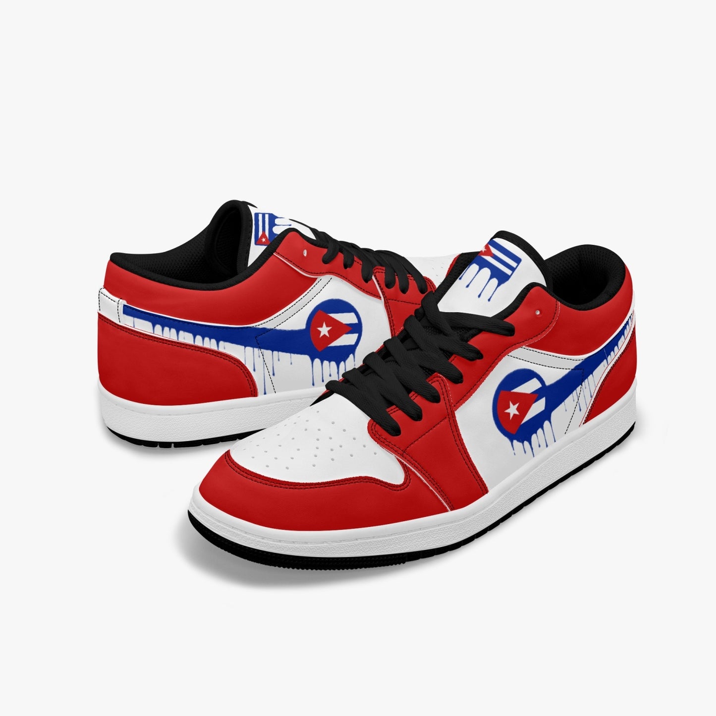 Air Cuba Blue Drip / Red & White Low Tops (Black Sole) - Men's & Women's
