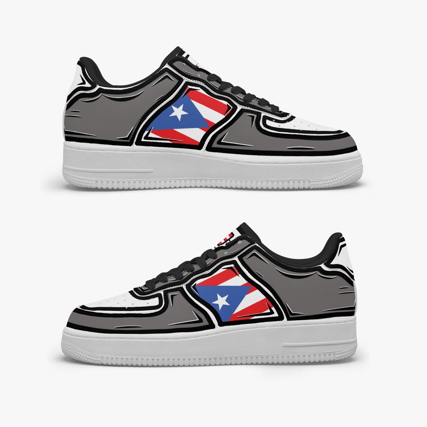 Puerto Rico Cartoon Force 1 Low Tops (Gray) - Men's & Women's