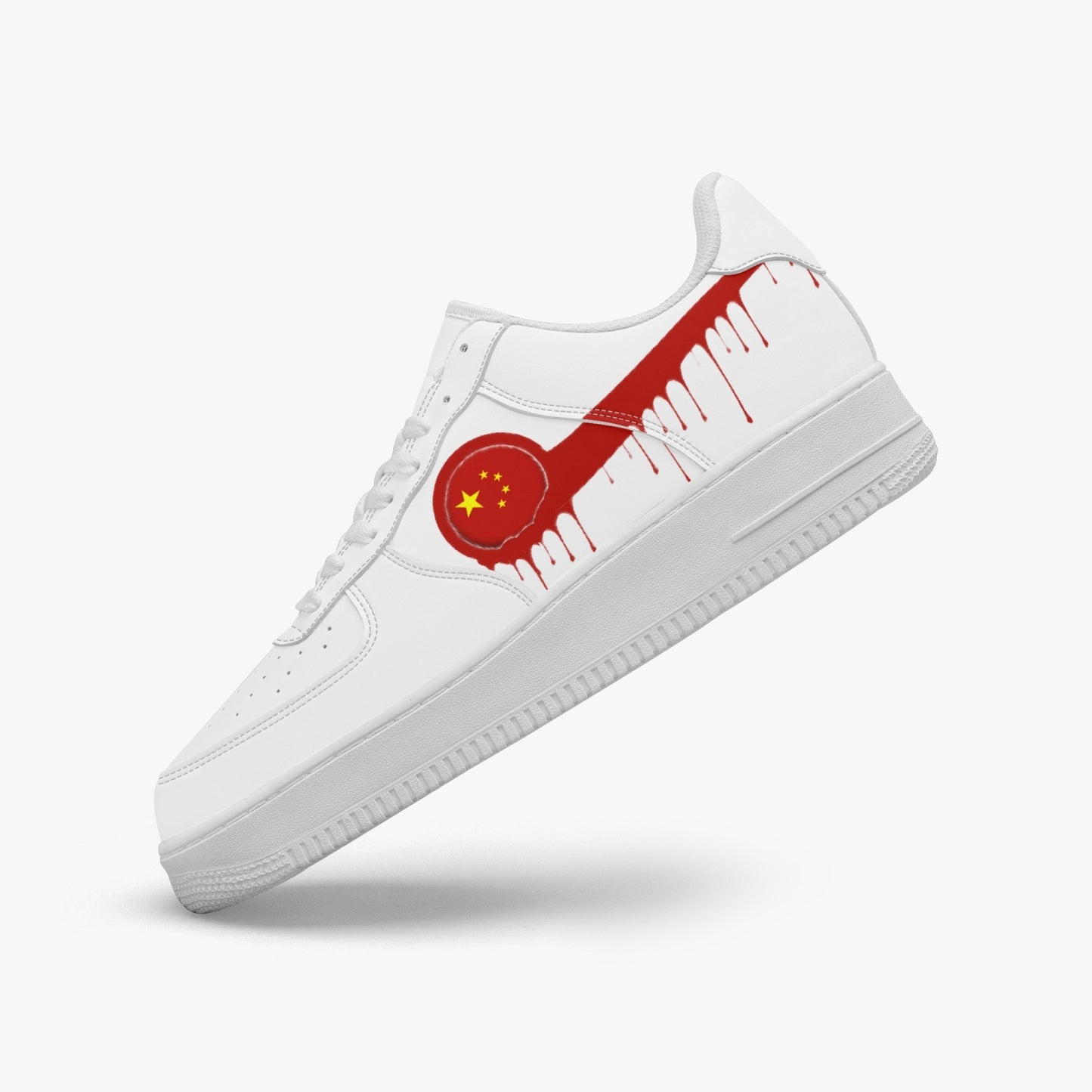 China Red Drip R-Force 1 Low Tops (White) - Men's & Women's