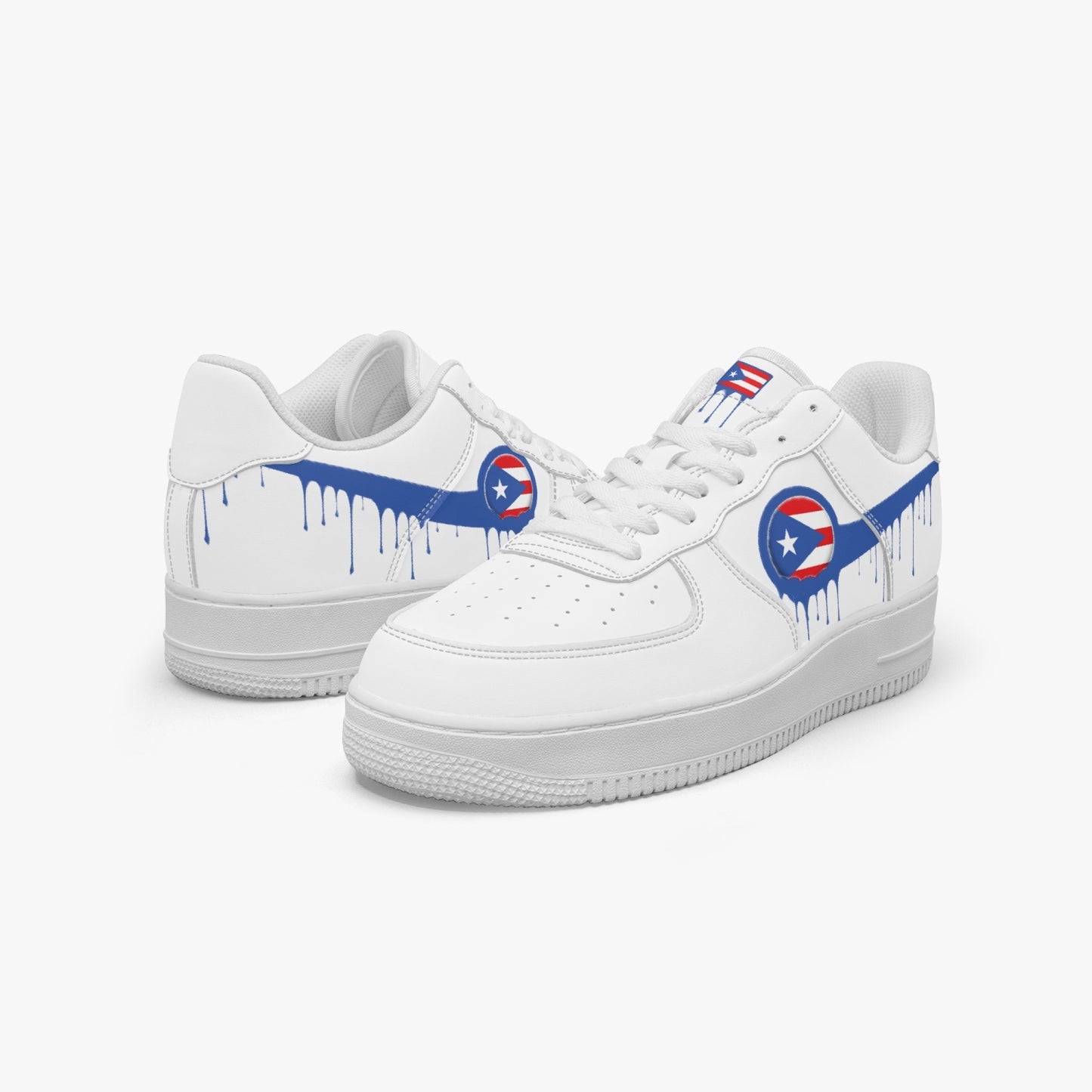 Puerto Rico Blue Drip R-Force 1 Low Tops (White) - Men's & Women's