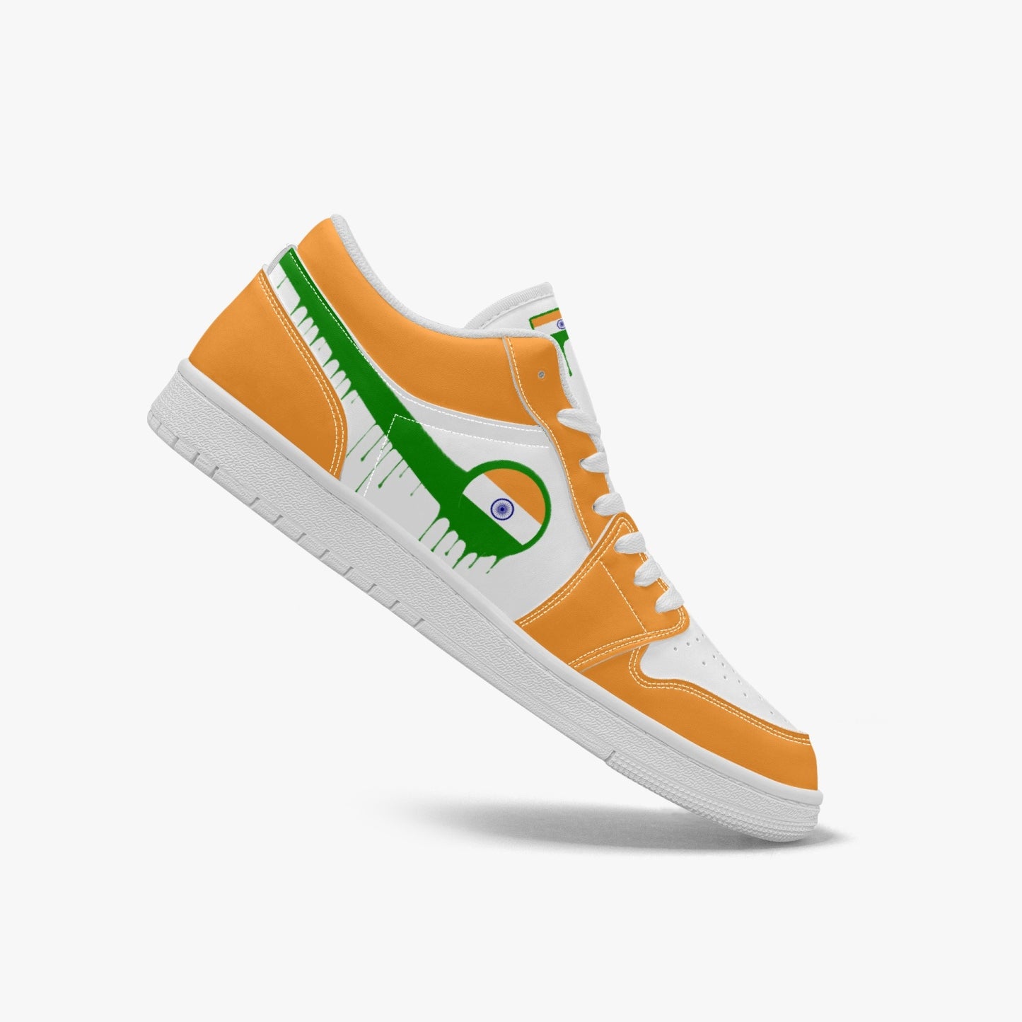 Air India Green Drip / Orange & White Low Tops (White Sole) - Men's & Women's