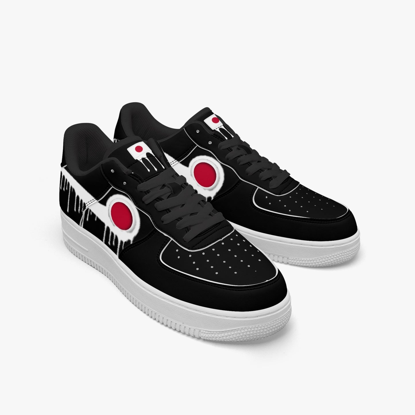 Japan Blurred White Drip R-Force 1 Low Tops (Black) - Men's & Women's