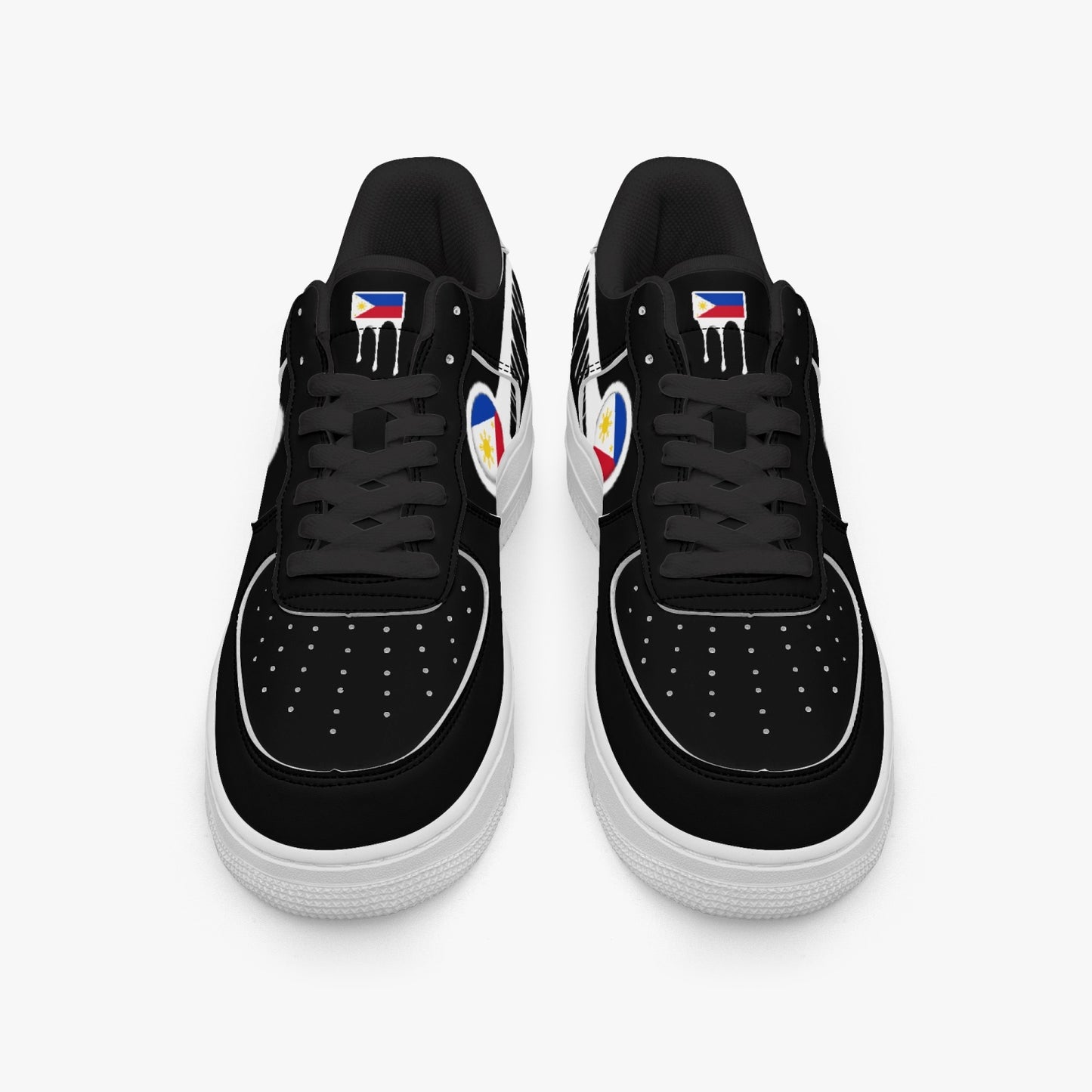 Philippines Blurred White Drip R-Force 1 Low Tops (Black) - Men's & Women's