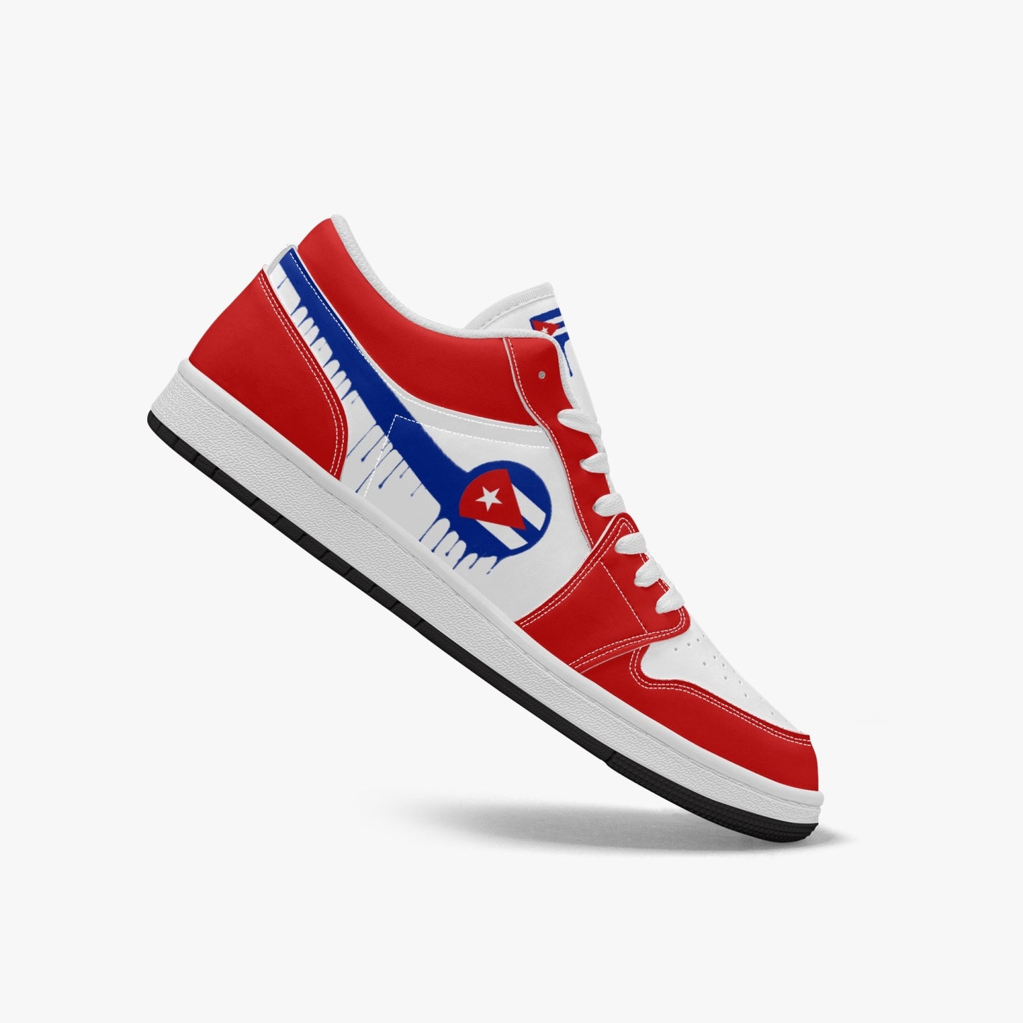 Air Cuba Blue Drip / Red & White Low Tops (Black Sole) - Men's & Women's