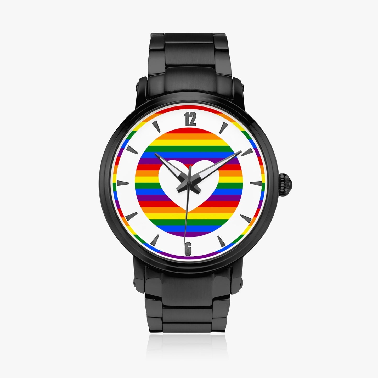 Rainbow Pride Stainless Steel Luxury Men's Watch - Silver / Rose Gold / Black
