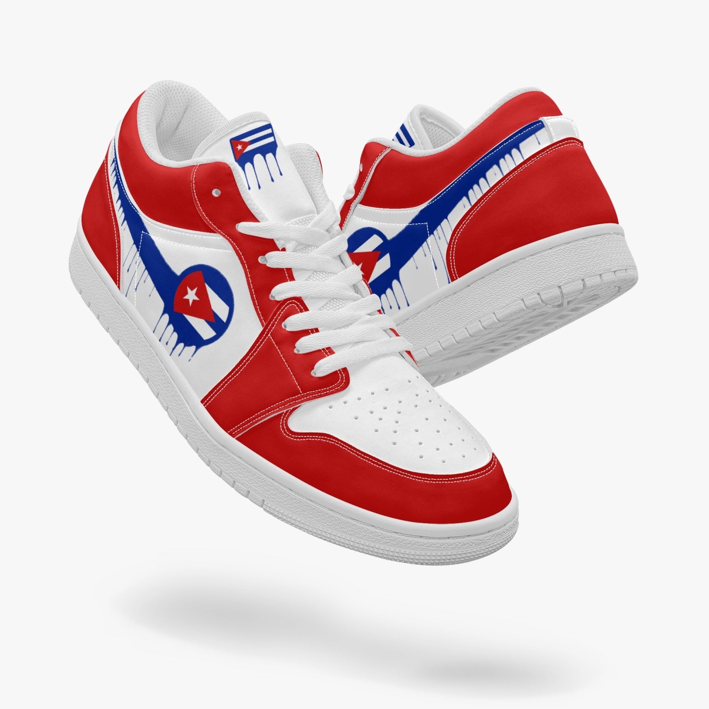 Air Cuba Blue Drip / Red & White Low Tops (White Sole) - Men's & Women's
