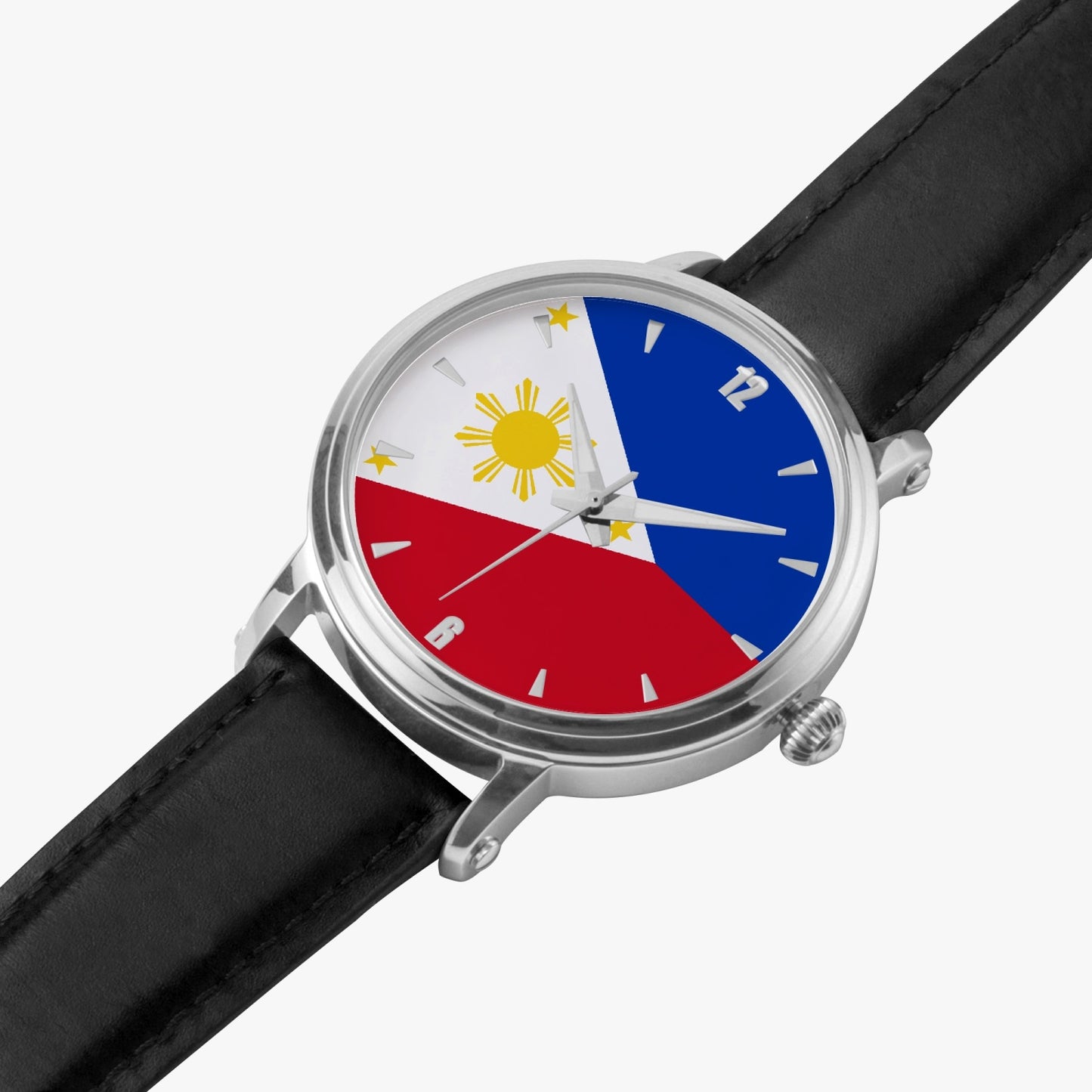 Philippines Pride Premium Leather Men's Watch - Silver / Rose Gold / Black