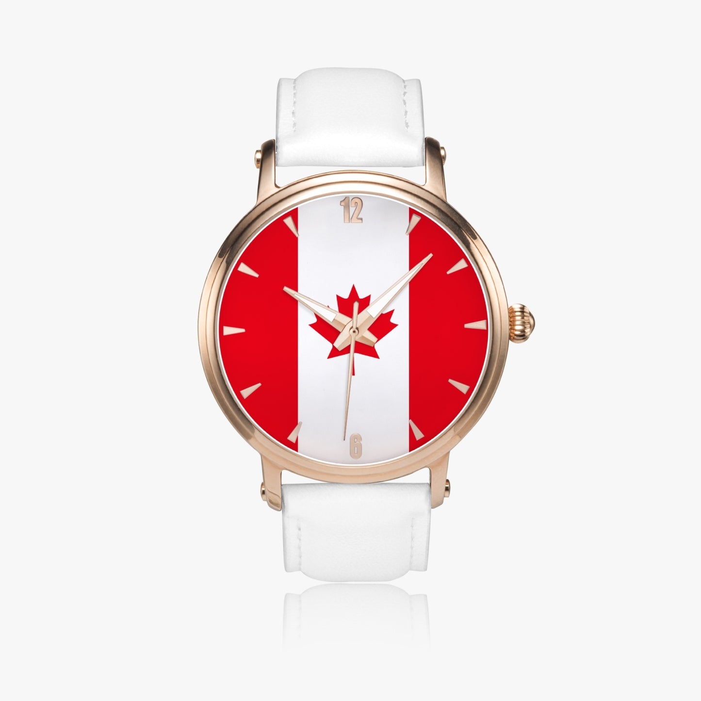 Canada Pride Premium Leather Men's Watch - Silver / Rose Gold / Black