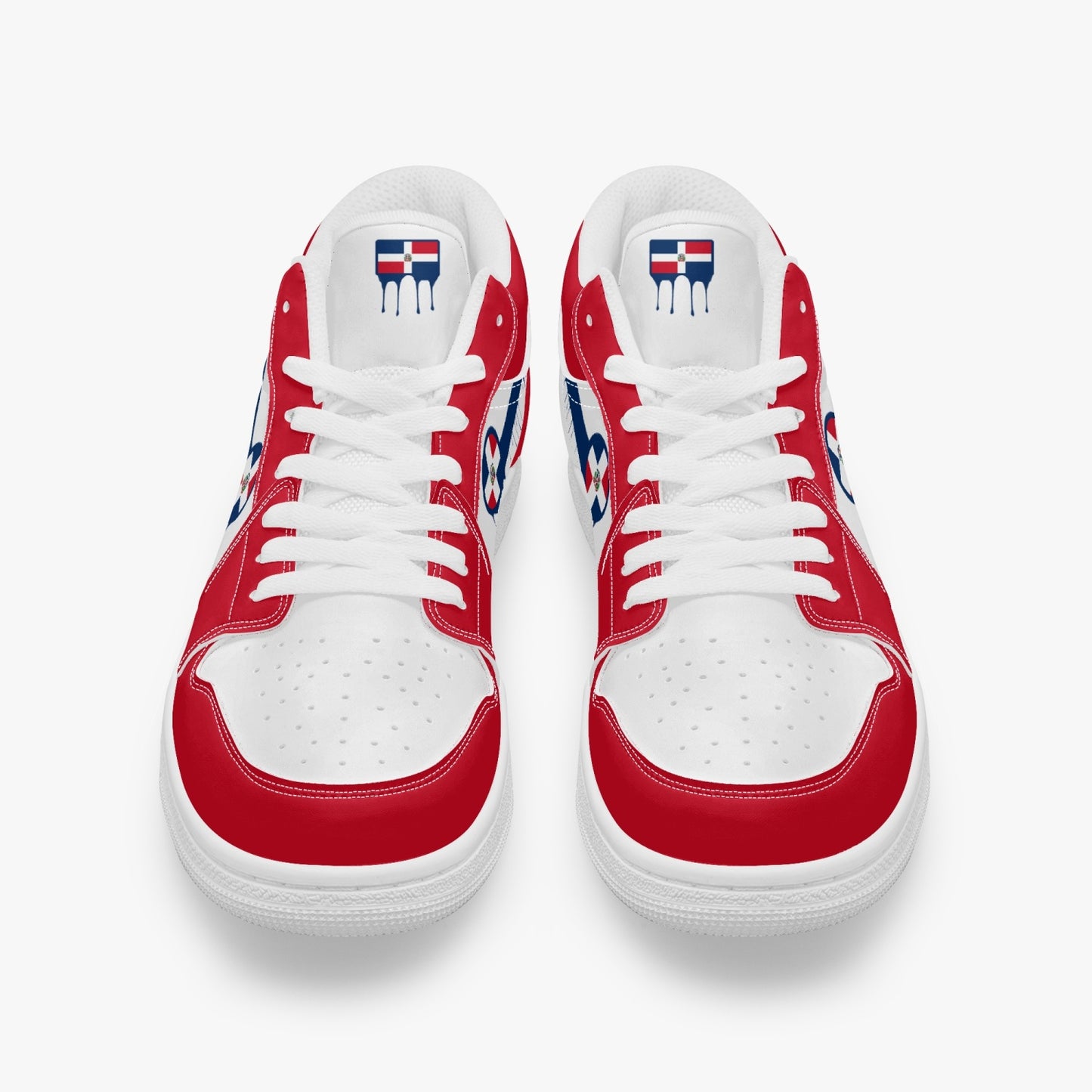 Air Dominican Blue Drip / Red & White Low Tops (White Sole) - Men's & Women's