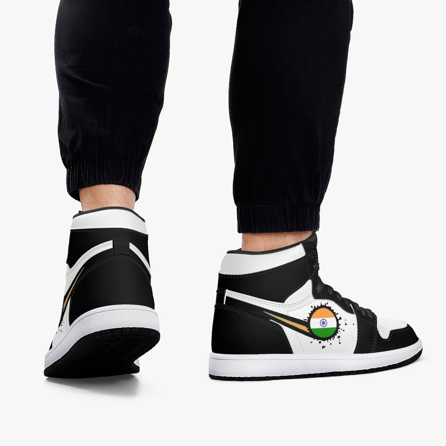 Air India Splattered Icon Black/White High Tops (Black Sole) - Men's & Women's