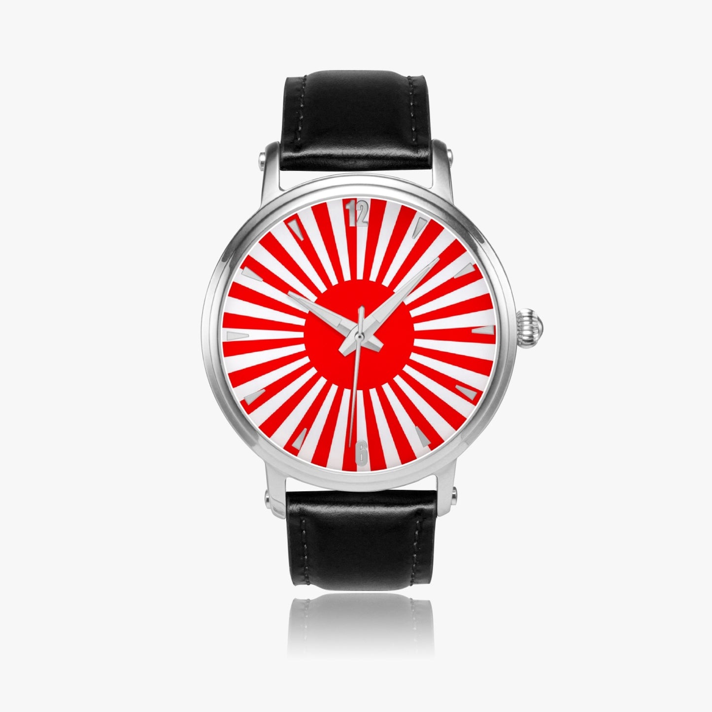 Japan Pride Premium Leather Men's Watch - Silver / Rose Gold / Black
