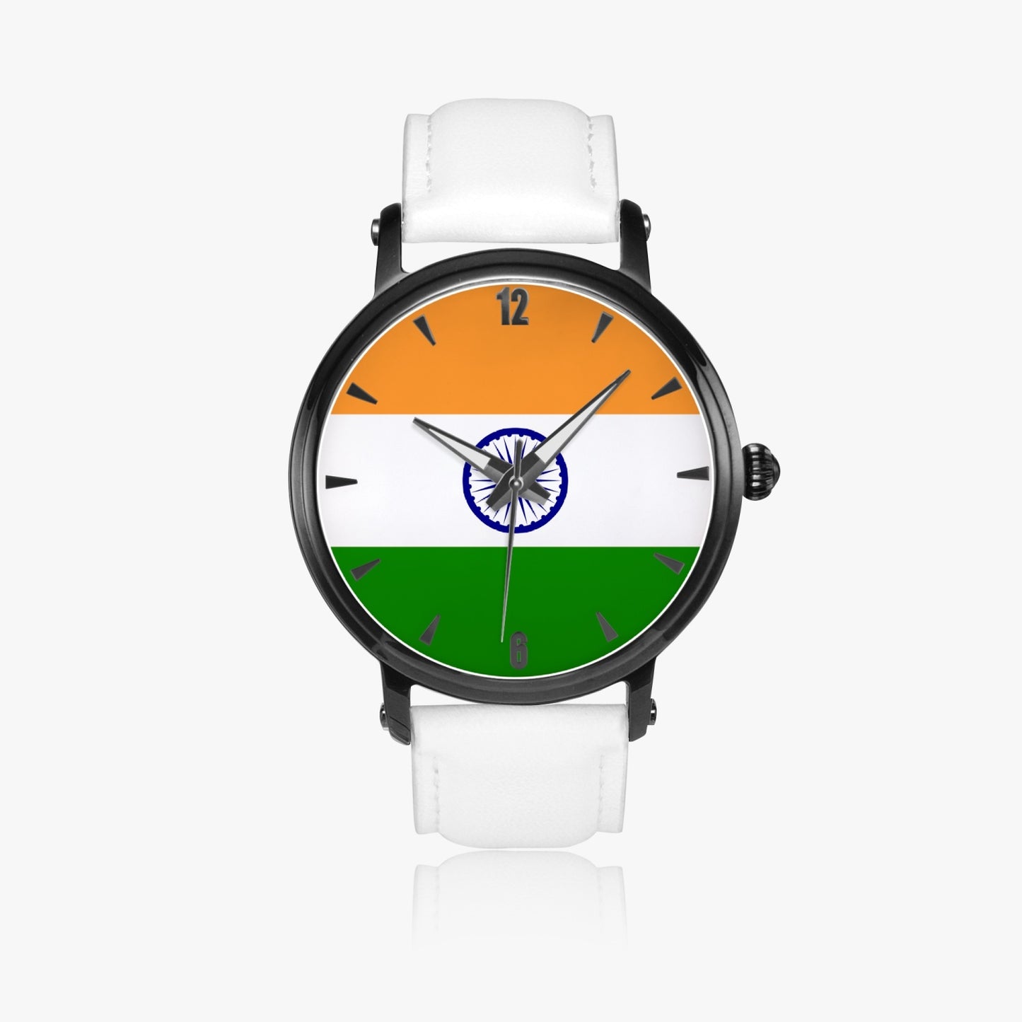India Pride Premium Leather Men's Watch - Silver / Rose Gold / Black