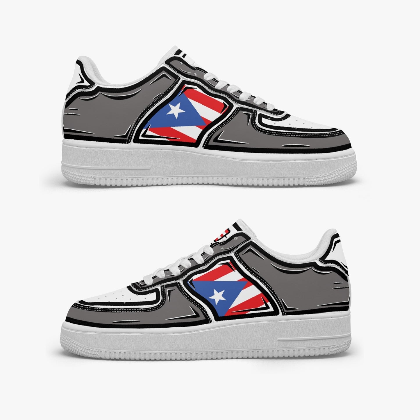Puerto Rico Cartoon Force 1 Low Tops (Gray) - Men's & Women's