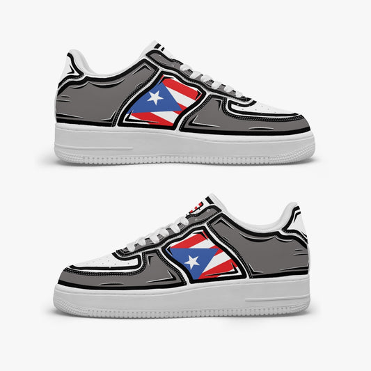 Puerto Rico Cartoon Force 1 Low Tops (Gray) - Men's & Women's