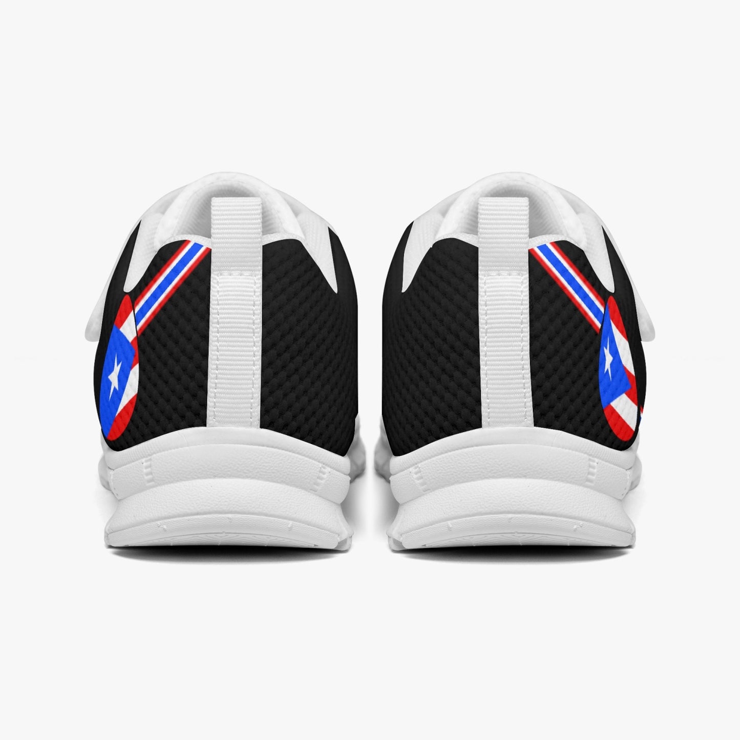 Puerto Rico Pride Kid's Lightweight Velcro Mesh Sneaker - Black
