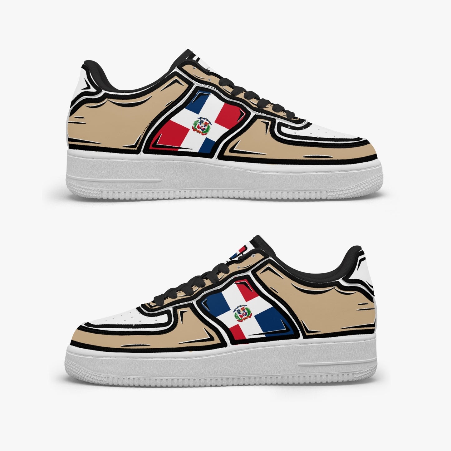 Dominican Cartoon Force 1 Low Tops (Tan) - Men's & Women's