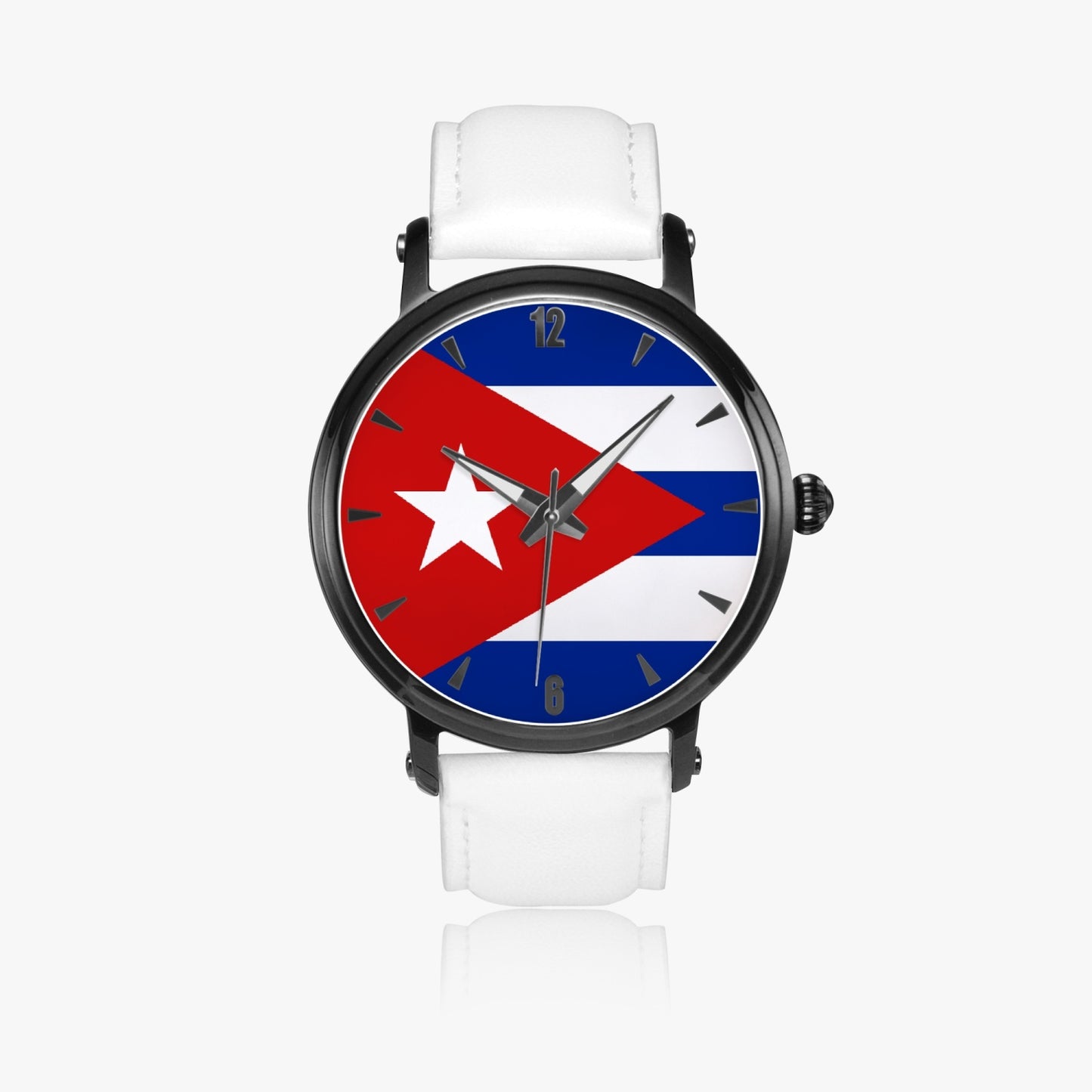 Cuba Pride Premium Leather Men's Watch - Silver / Rose Gold / Black