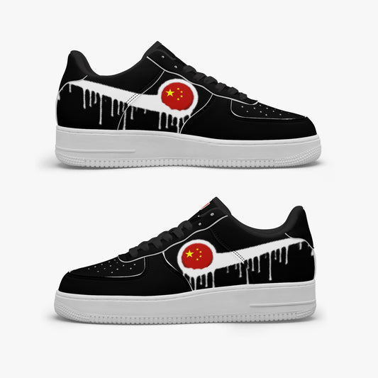 China Blurred White Drip R-Force 1 Low Tops (Black) - Men's & Women's