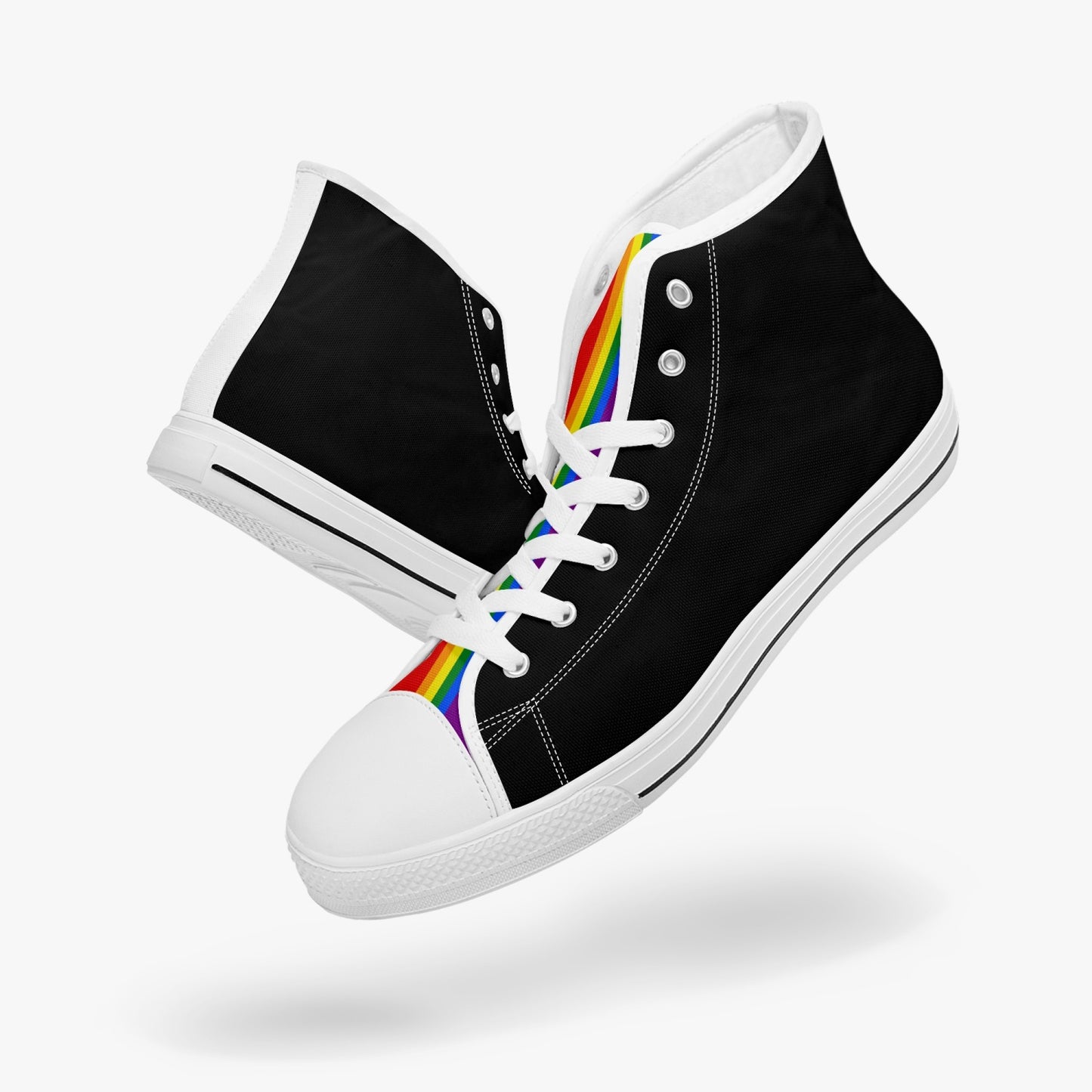 Rainbow Pride Classic Canvas High Tops (Black) - Men's & Women's