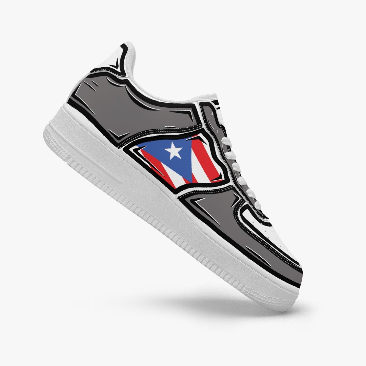 Puerto Rico Cartoon Force 1 Low Tops (Gray) - Men's & Women's