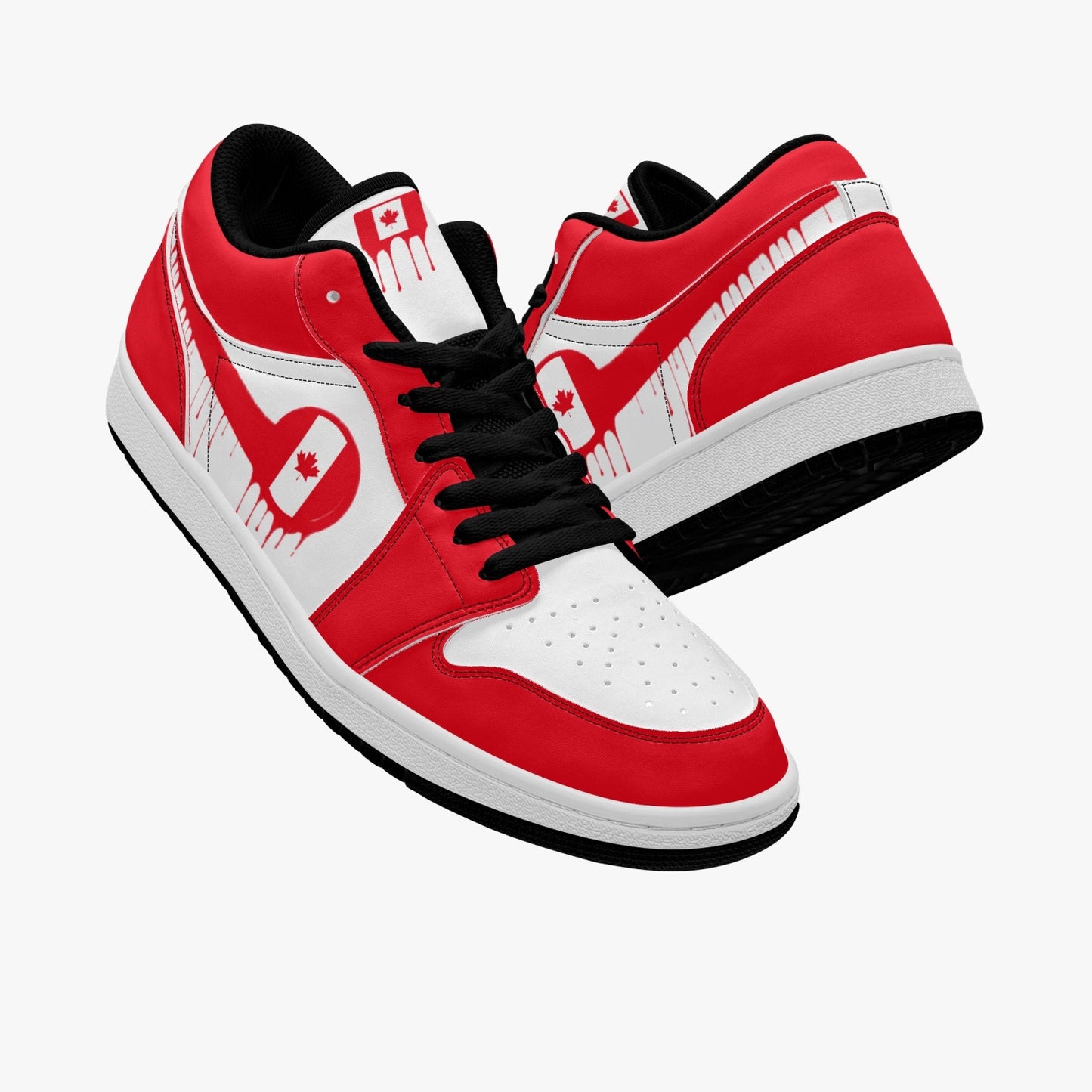 Air Canada Red Drip / Red & White Low Tops (Black Sole) - Men's & Women's