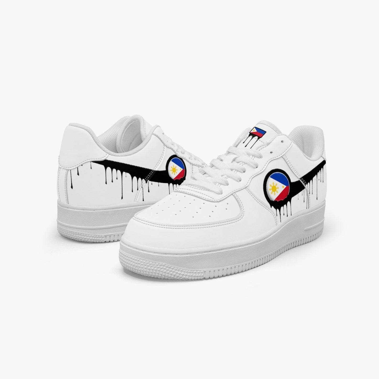 Philippines Black Drip R-Force 1 Low Tops (White) - Men's & Women's