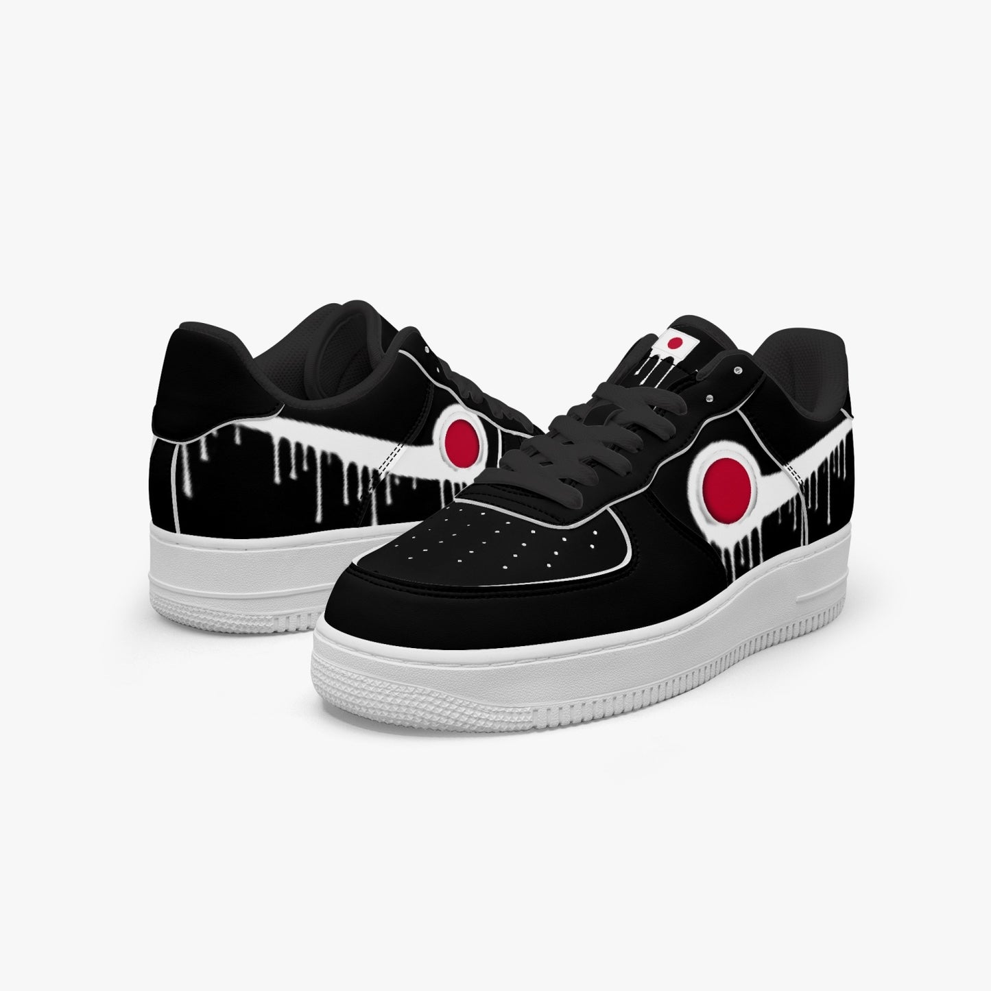 Japan Blurred White Drip R-Force 1 Low Tops (Black) - Men's & Women's