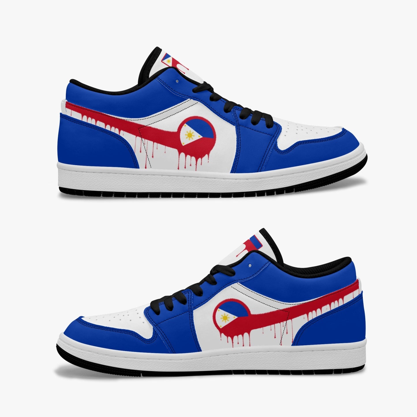 Air Philippines Red Drip / Blue & White Low Tops (Black Sole) - Men's & Women's