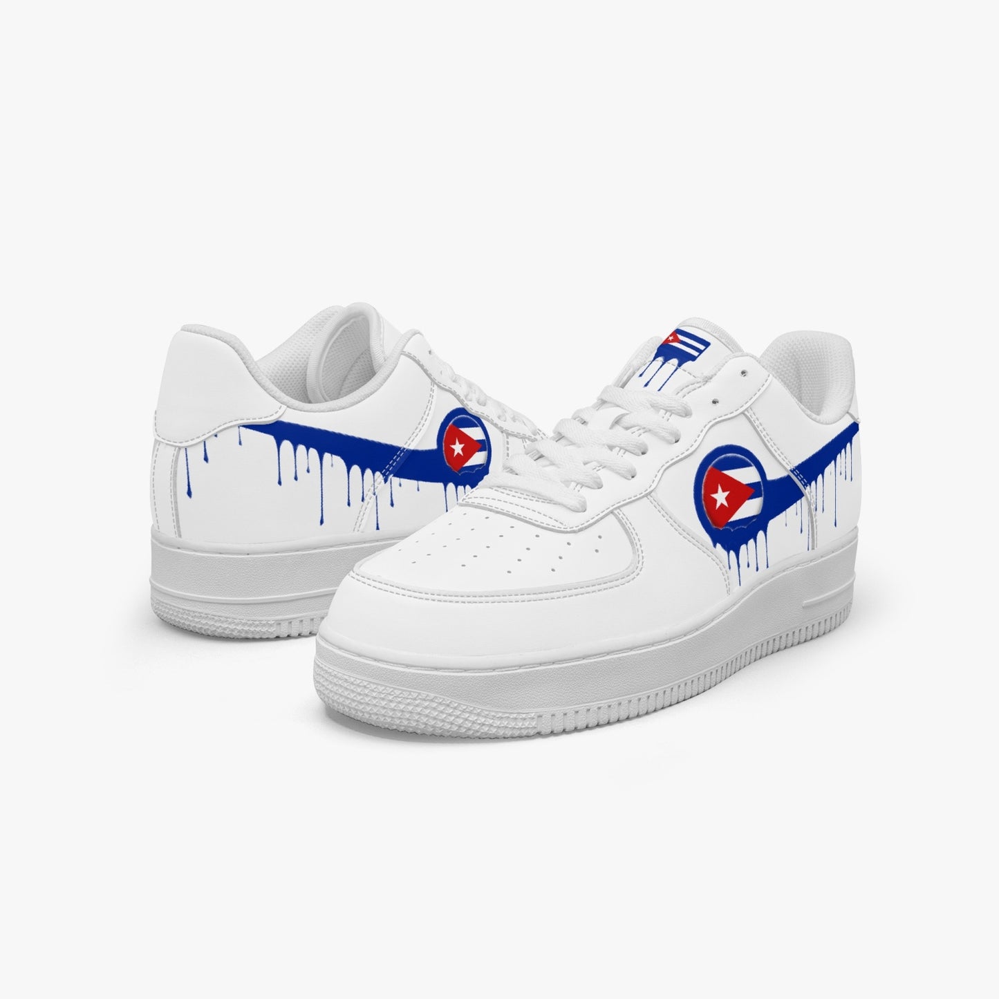 Cuba Blue Drip R-Force 1 Low Tops (White) - Men's & Women's